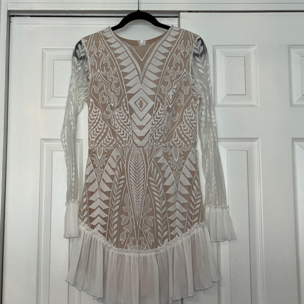 Hello Molly White and Cream Patterned Dress